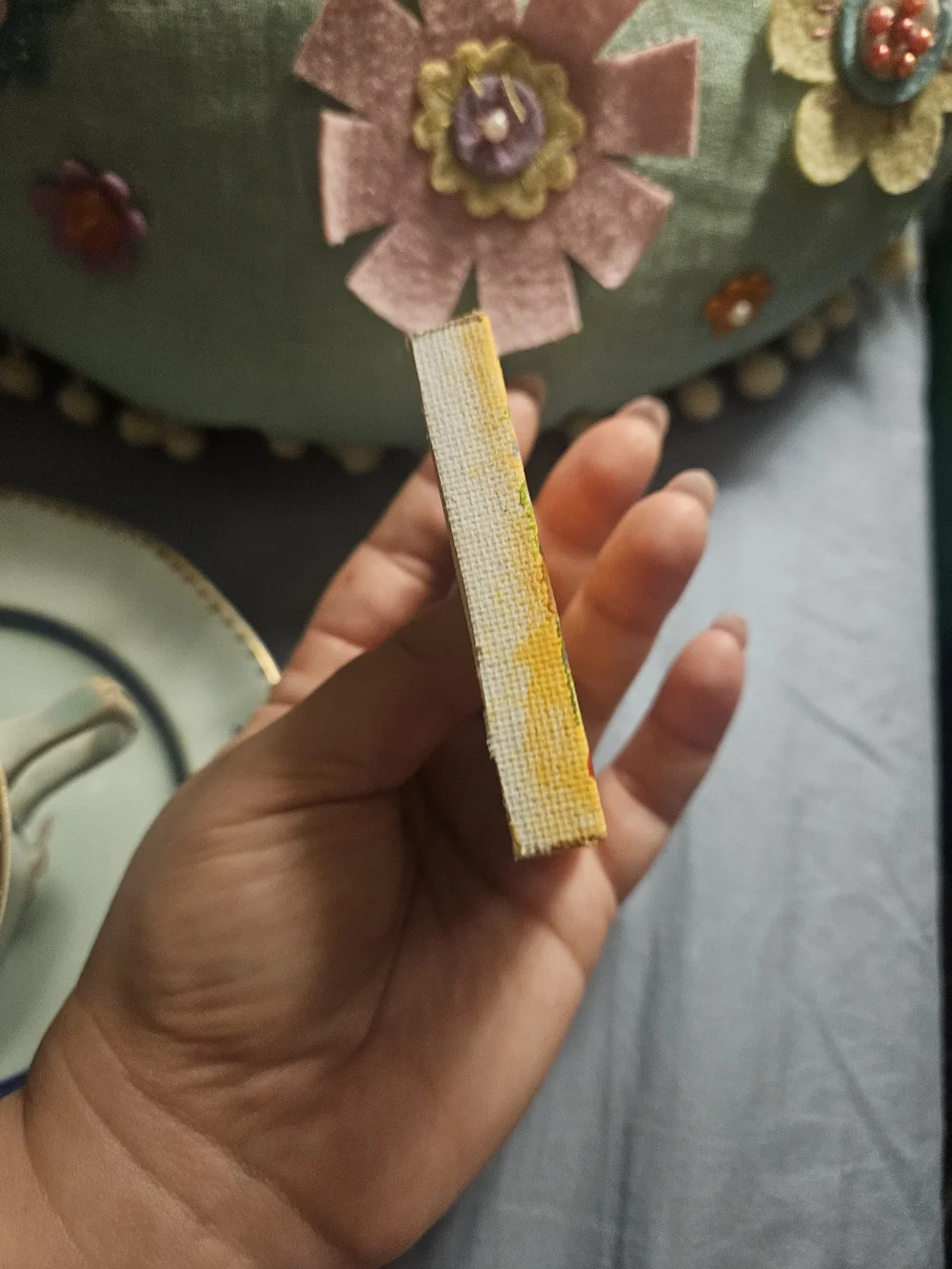 Set Of Two Handcrafted Mini Canvas flower Art - Yellow